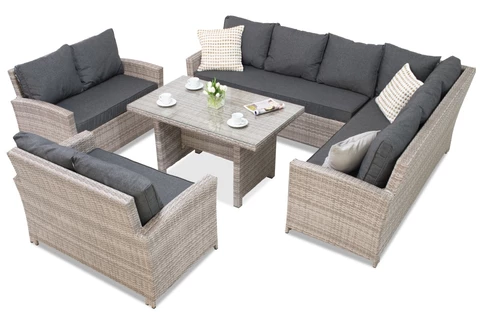Meble technorattanowe Parma Comida 9 szary Garden Point