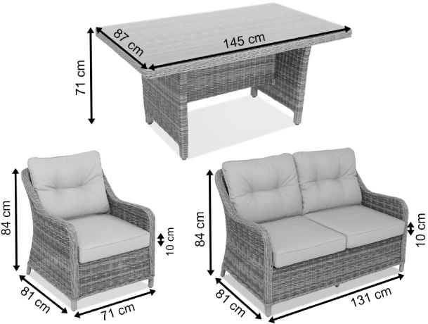 Wymiary produktu Meble technorattanowe Toledo Apetito 6 brąz Garden Point - 0x0x0
