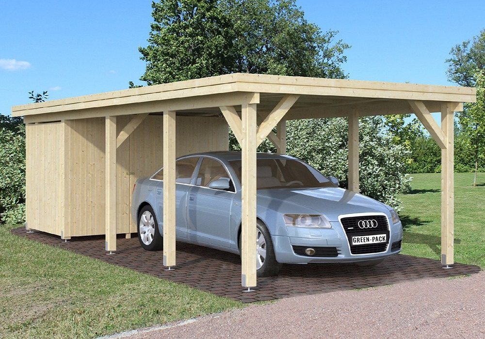 Drewniana wiata garażowa z pomieszczeniem gospodarczym Kordoba Max 3 x